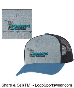 Swimming Pool Learning Logo on Grey/Light Charcoal/Ocean Blue Hat Design Zoom